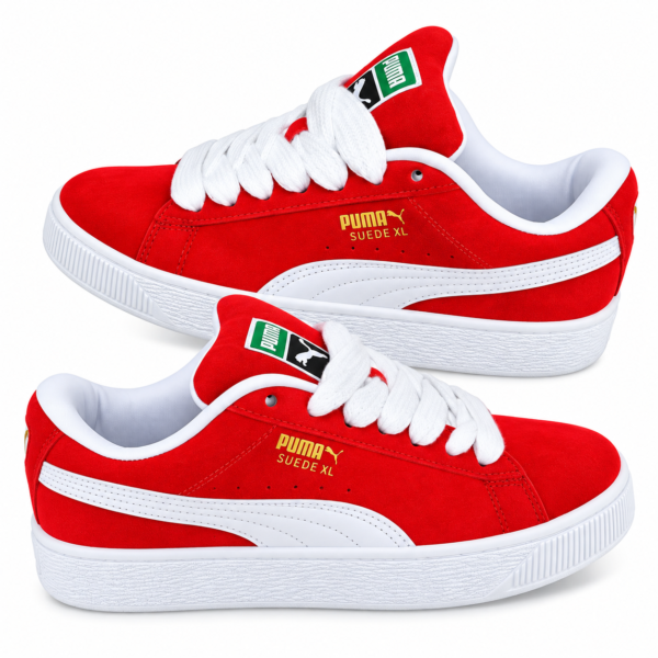 Urban Edge Suede Sneakers – Red & White