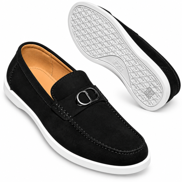 Premium Noir Suede Loafers – Black
