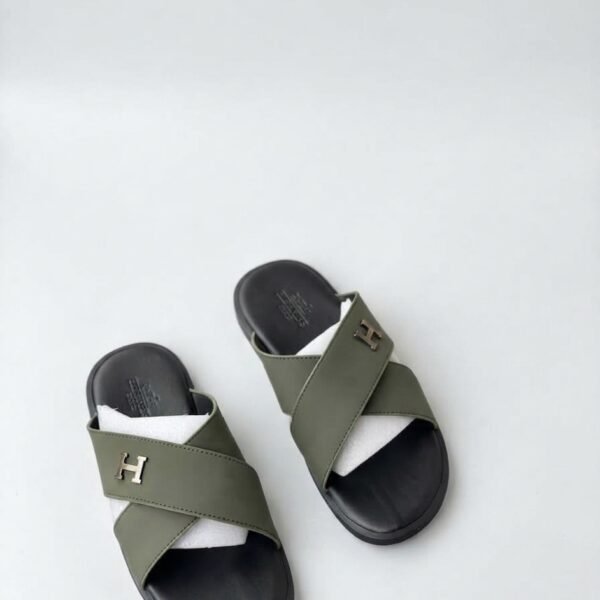 Cross-Strap Leather Slide